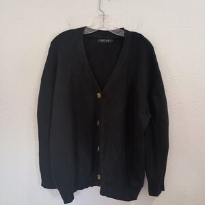 Efan Black Oversized Knit Cardigan Sweater